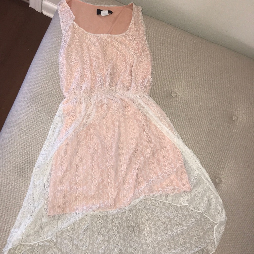 Coral and White Lace Dress